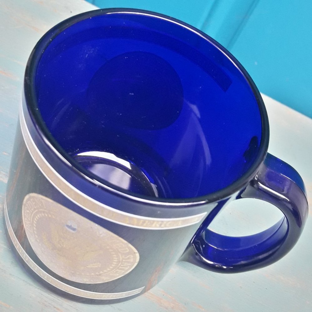 Mug President of the United States Cobalt Blue Glass Coffee Cup Gift for Him Man - Picture 11 of 13